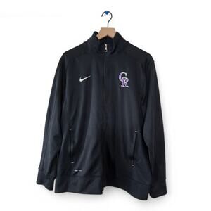 Nike Colorado Rockies Full Zip Logo Jacket Fan Gear Size Large Black